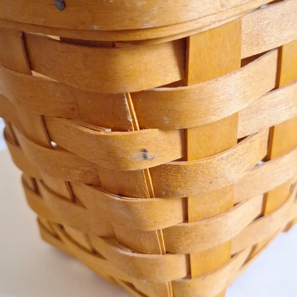 Vintage Longaberger Basket Signed, Flower Basket, Small Storage